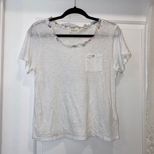 Anthropologie White Tee with detailing